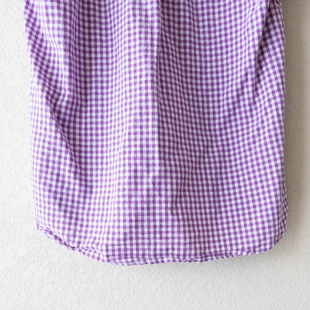 Lomon Purple White Gingham Button Front Top Women’s M Cotton Sleeveless - Picture 9 of 10